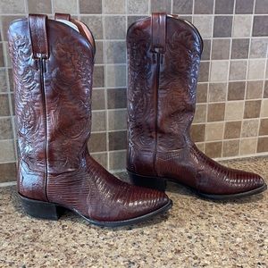 Dan Post Men’s Teju Lizard Western Boots 8.5 Tan Brown NWOT with box